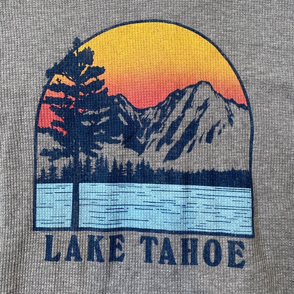 Lake Tahoe Retro Sunset Sunrise Long Sleeve Thermal T-Shirt Old Navy size small - Picture 2 of 6